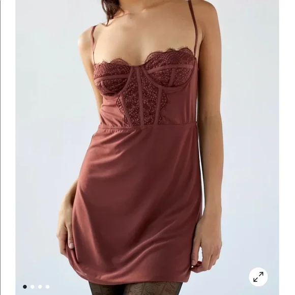 red corset dress urban outfitters UO Brenna Bustier Mini Dress